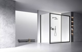 Душевой уголок Veconi Rovigo RV-060B, 2000х800х1950, черный, стекло прозрачное